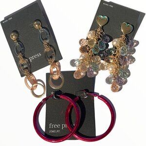 NWT Nordstrom Free Press Statement Earrings Dangle‎ Drop Hoop Bohemian New Boho